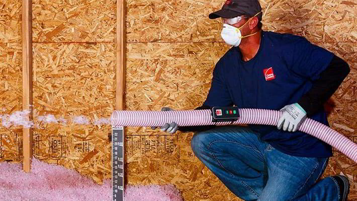 Blown in fiberglass insulation
