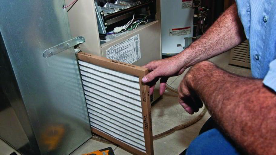 dirty filter being replaced