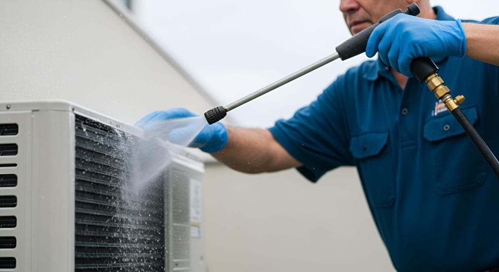Air Conditioner Cleaning with Pressure Washer